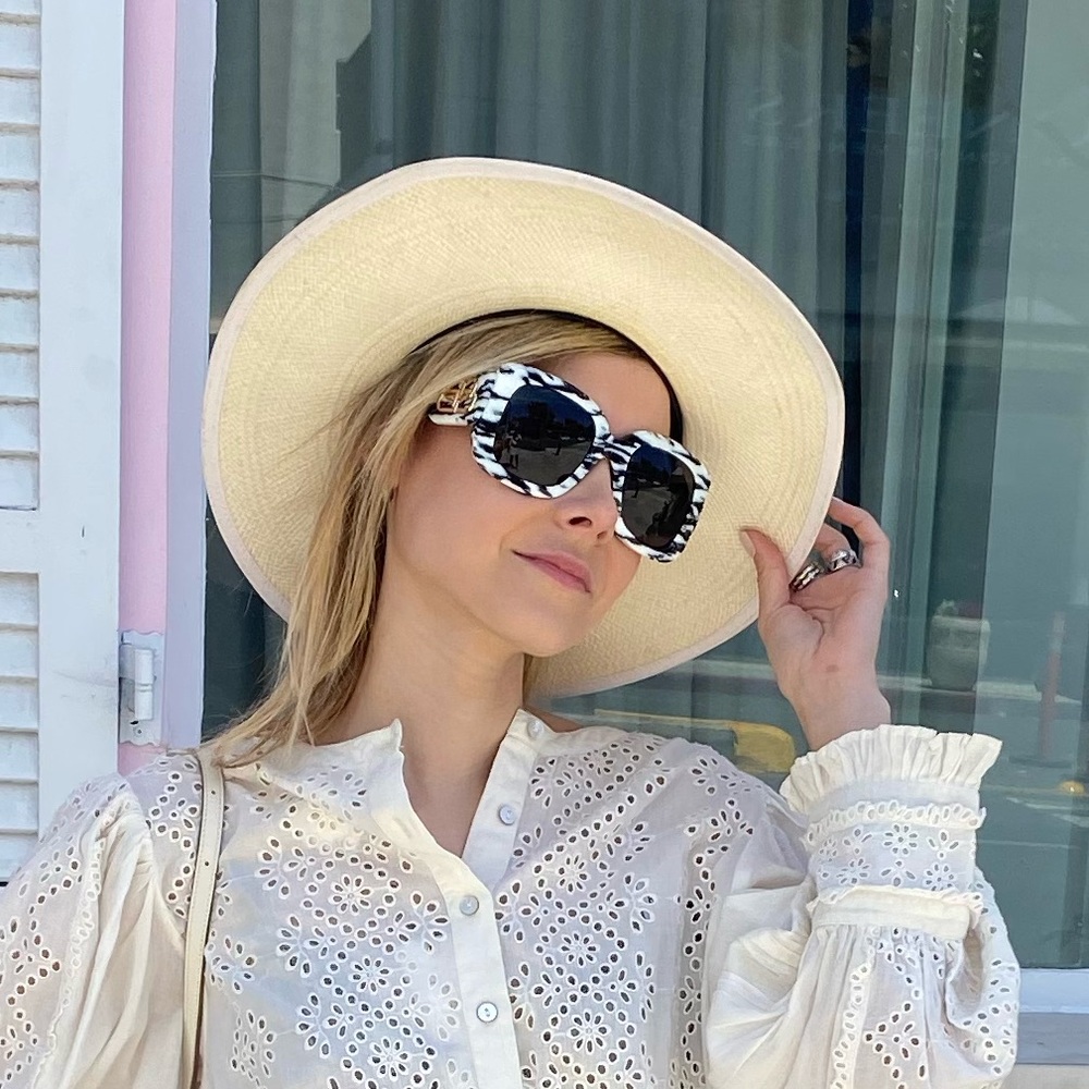 Balenciaga black and white square sunglasses